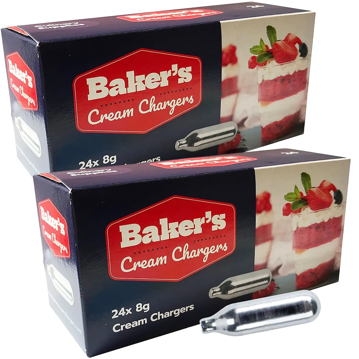 Cream Chargers by Bakers      48 (Pack of 24 x 2) Made in Europe