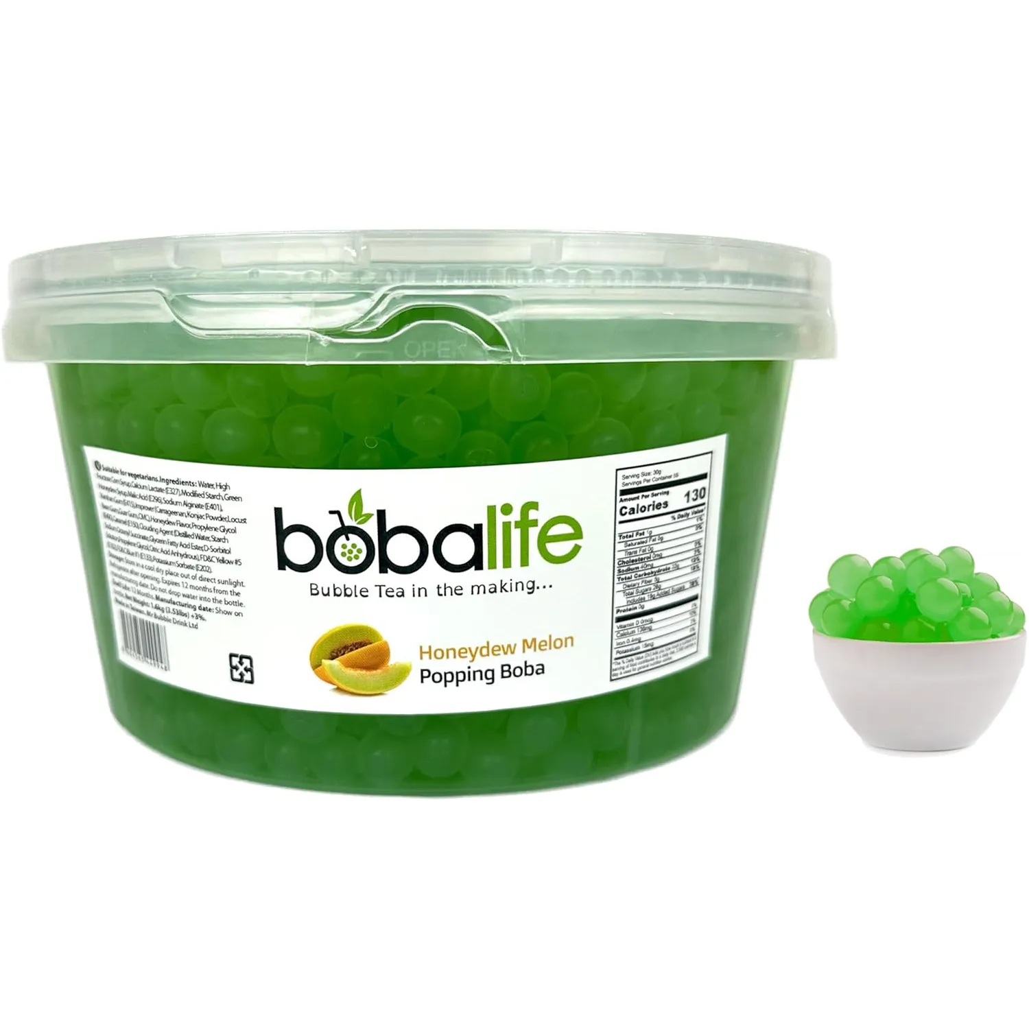 Honeydew Melon Bubble Tea Popping Balls by Boba Life (1.6kg)